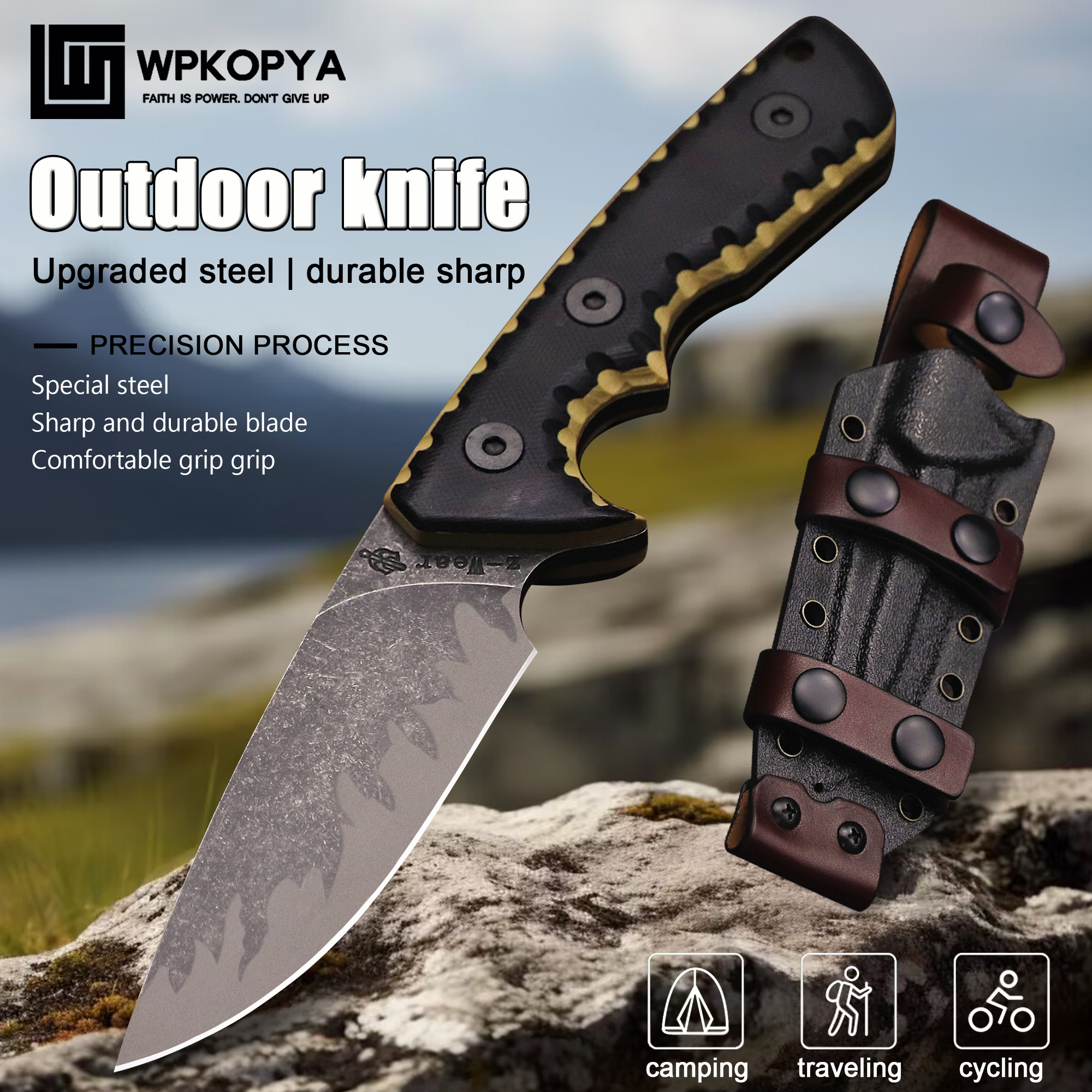 Hunting Knife Outdoor Edge - M-L (USA) DC53 Stone Washed Full