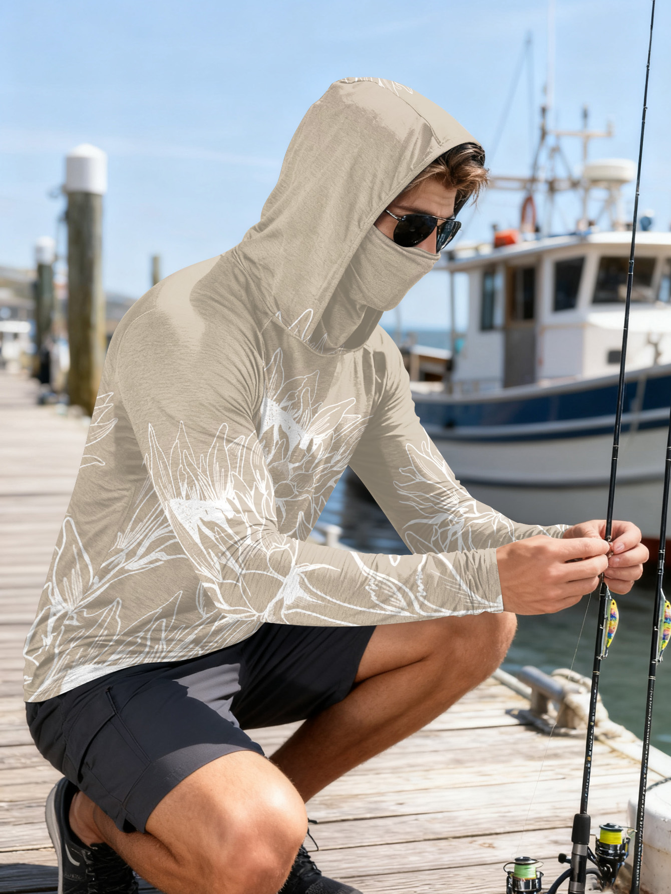 Fishing Shirts Men Sun Protect - Outdoor Hunting Hoodie บทวิจารณ์และราคา