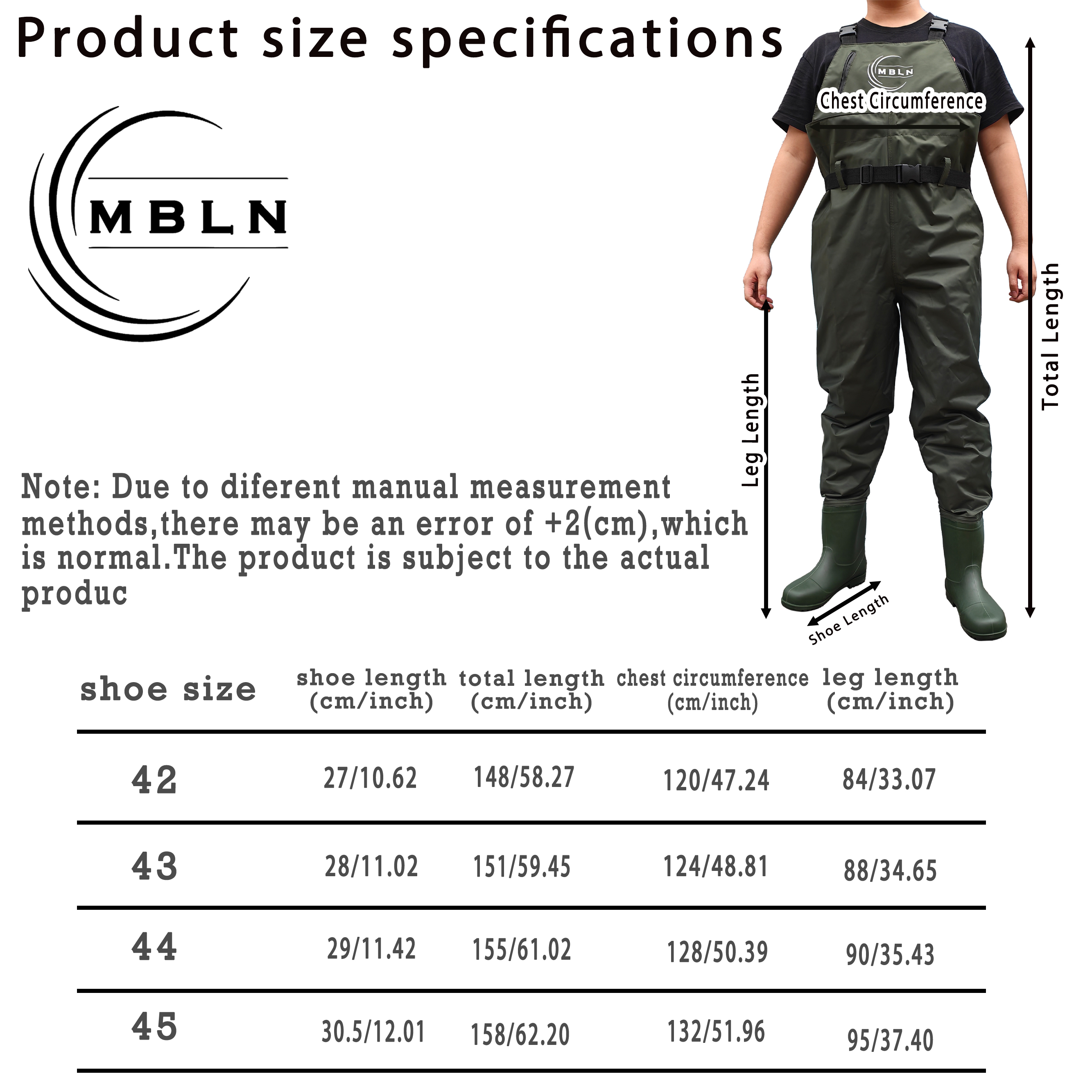 MBLN Fishing Chest Waders with - Fishing Waders Breathable บทวิจารณ์และราคา