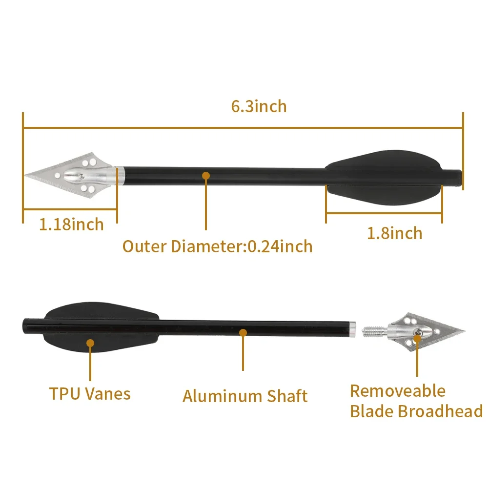 6pcs Aluminium Arrow 6.3 Inch  - Crossbow Bolt Broadhead บทวิจารณ์และราคา