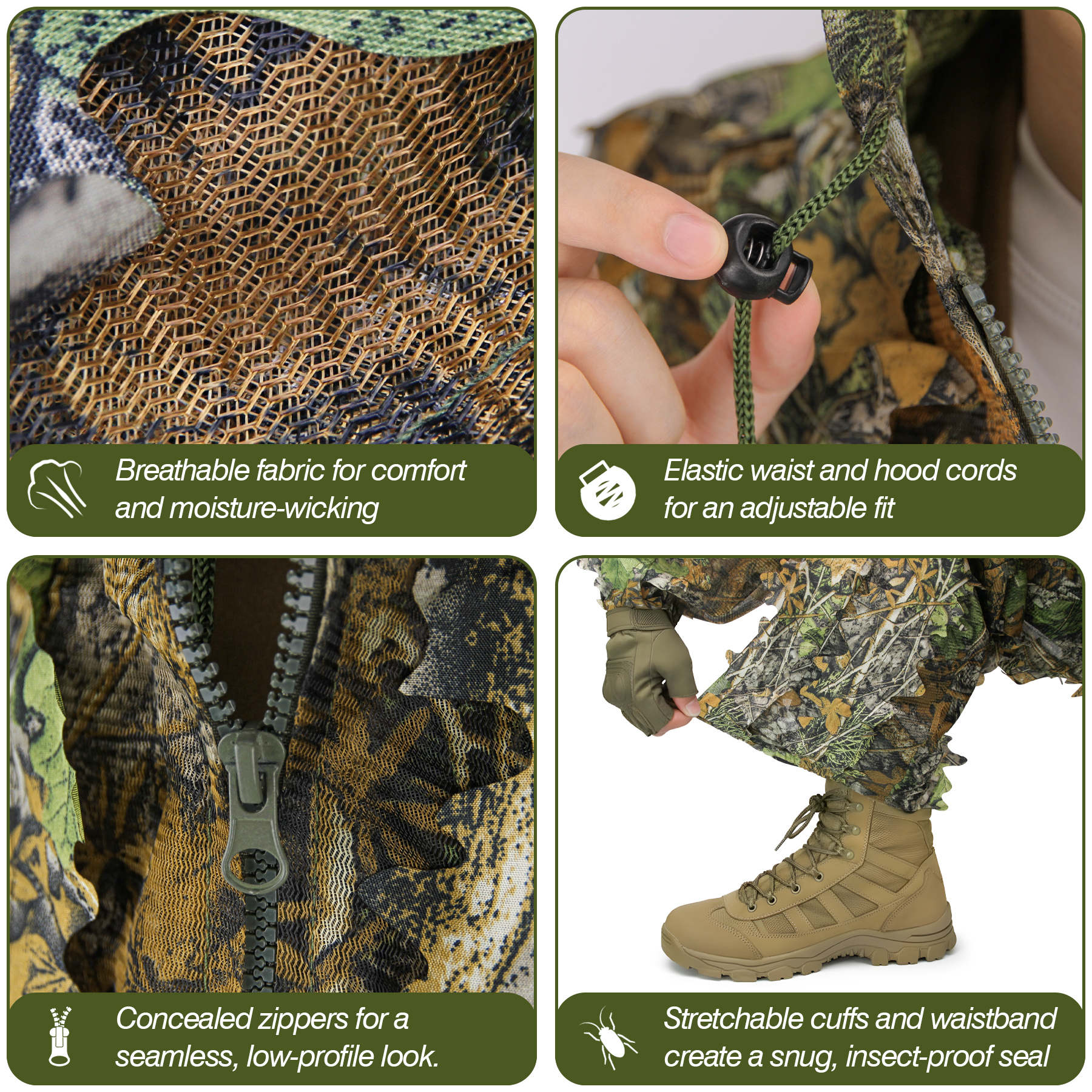 3D Camo Leaf Ghillie Suit Brea - Outdoor Hunting Photography บทวิจารณ์และราคา